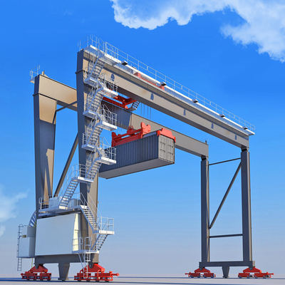 Cơ chế nâng điện 55 tấn RTG Gantry Crane với lốp cao su